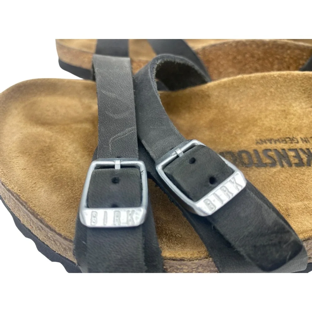 Birkenstock Kumba Black Oiled Leather Strappy Sandals 40 US Women 9-9.5